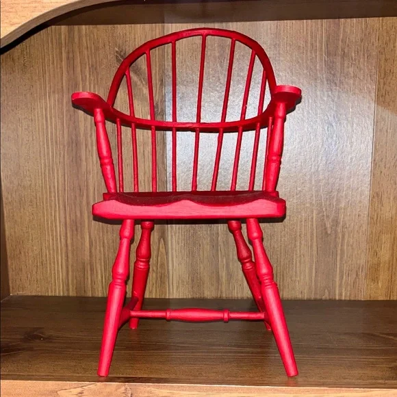 Set of 3 Miniature doll, Red and Burgandy painted Wooden Chairs, 3rd chair sold - Picture 5 of 10
